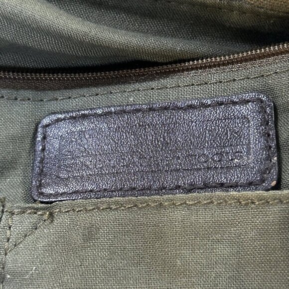 Levenger Army Green Canvas Suede Leather Tote Shoulder Laptop Bag - Picture 5 of 10